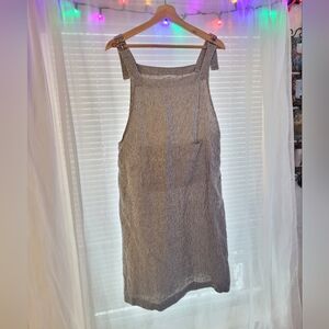 Linenfox Smocked Mini Apron Dress S/M Stripped